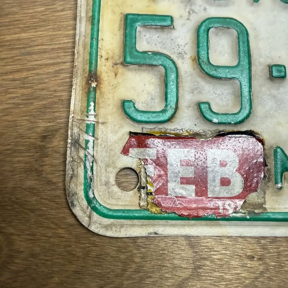 License Plate Vintage Motorcycle Sarpy County Nebraska 1976 59-6641 Rustic USA